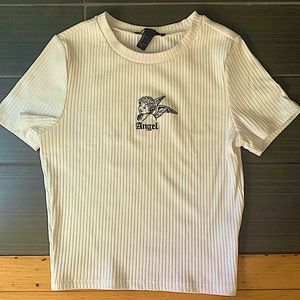 Angel Forever 21 Fitted Ribbed Tee